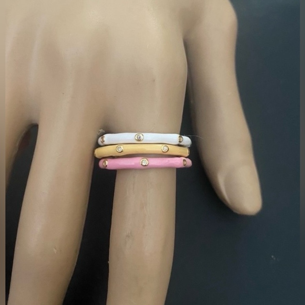 New Adornia Sherbert enamel Trio Ring - Picture 2 of 3